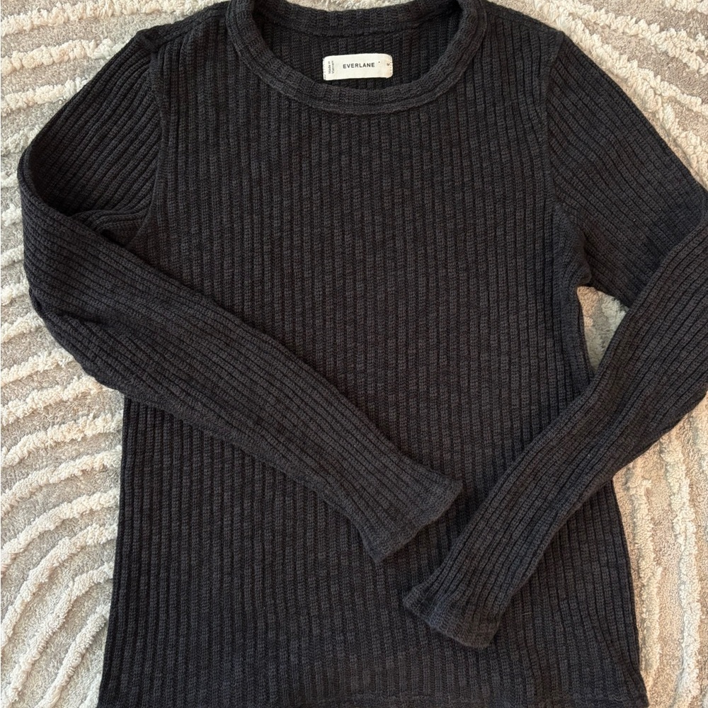 Everlane Charcoal Ribbed Knit Top - Picture 3 of 7